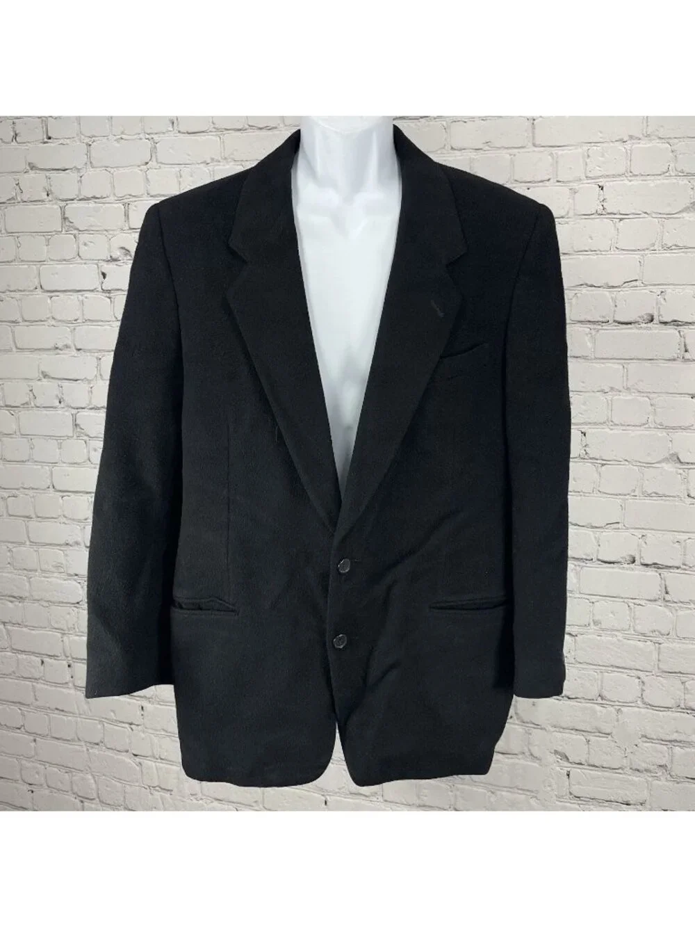 VTG Louis Raphael Black Cashmere Wool Soft 2 Button Blazer Notch Jacket Size 42R